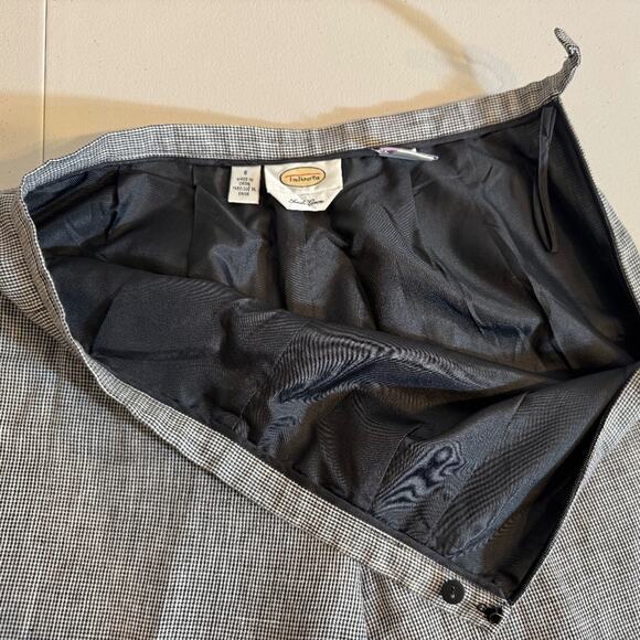 Talbots pants Irish linen black & white micro houndstooth lined trousers Sz 8 - Picture 5 of 9